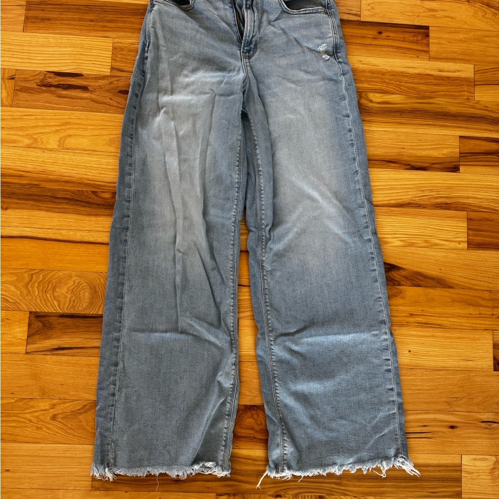 American Eagle Outfitters Light Blue Super High-Rise Baggy Wide Leg Jeans